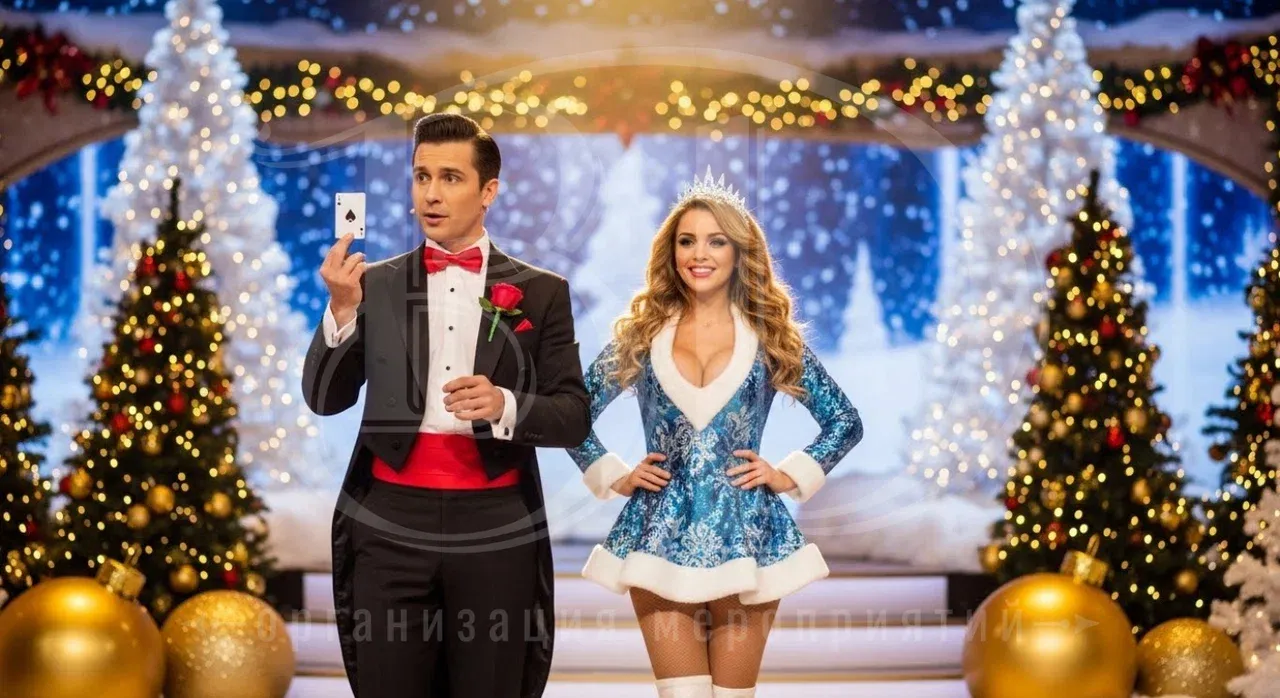 Профессиональные ведущие на новогоднем корпоративе в ресторане