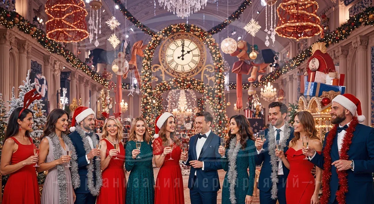 Новогодний корпоратив в ресторане под ключ с агентством Вдсервис Событий