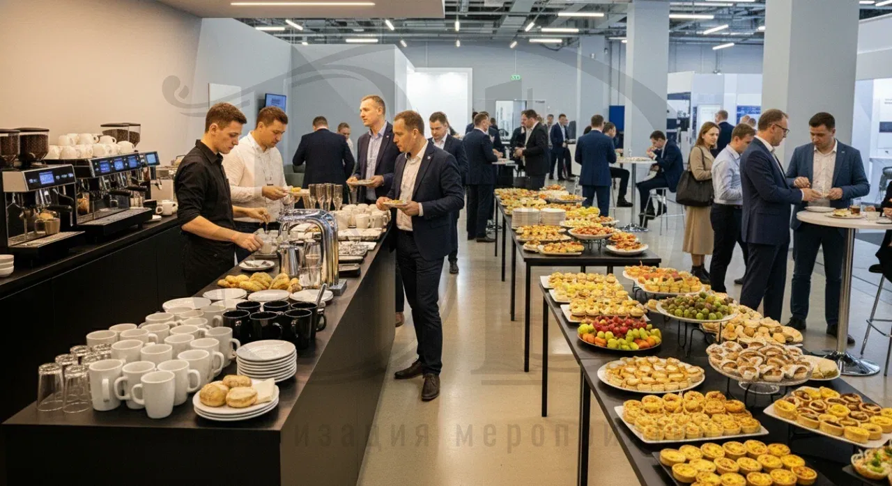 Подготовка зон питания для участников выставки