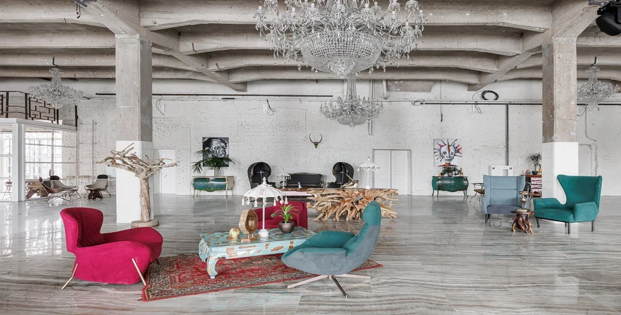 Дизайнерские решения в интерьере зала Royal Blanc (Loft Hall) в Москве