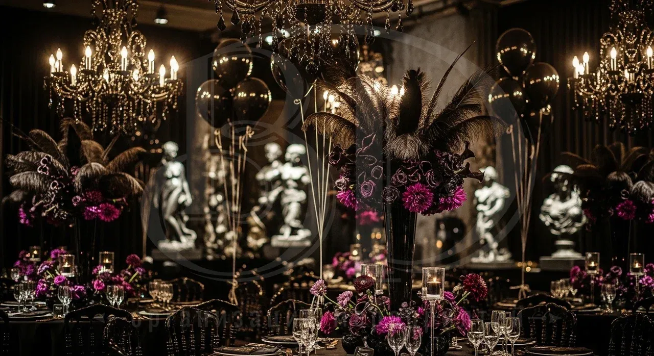 Декор на вечеринке в стиле блэк