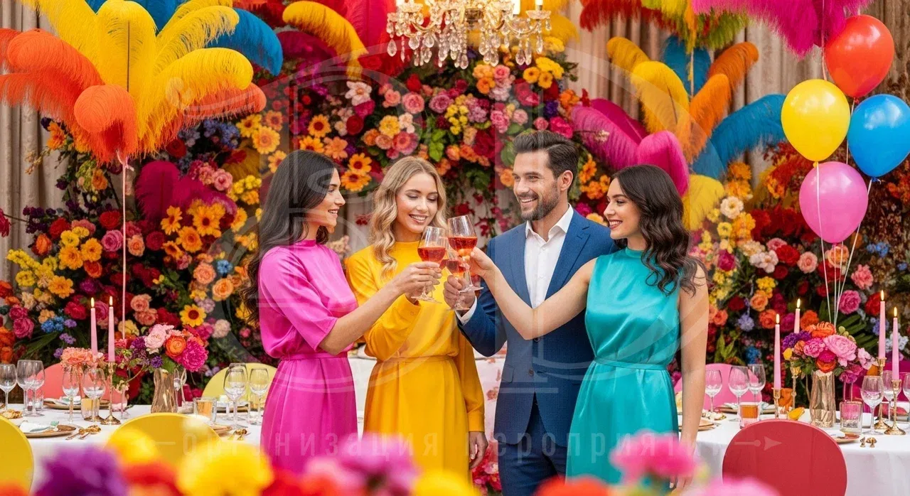Вечеринка в цвете будет организована агентством Вдсервис Событий Цветная вечеринка для взрослых