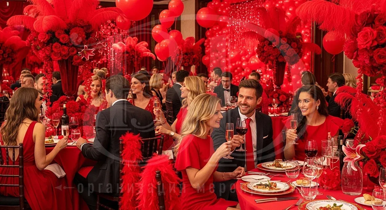 Вечеринка в красном цвете Вечеринка в цветном стиле: красная