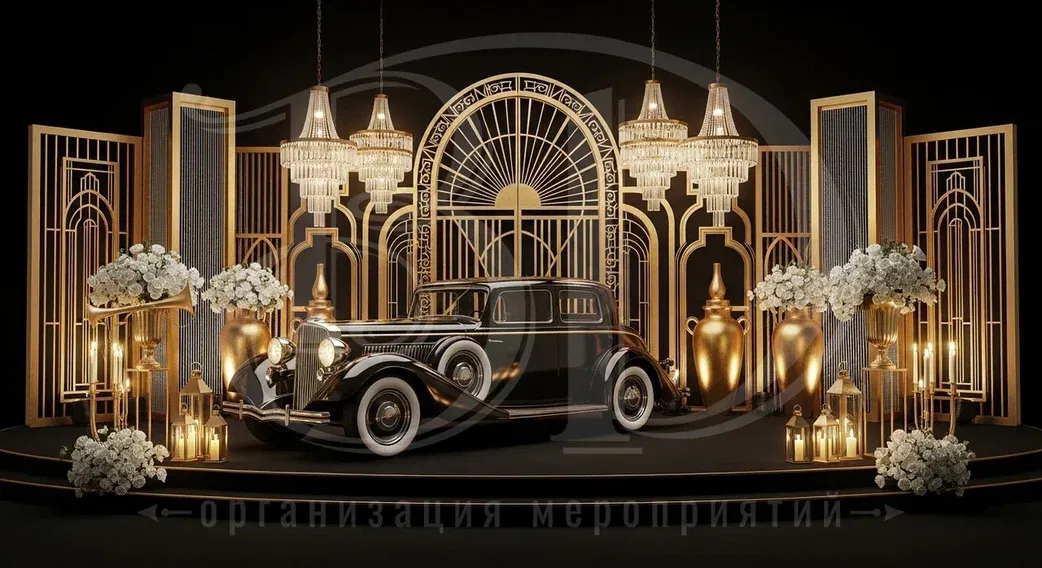 Фотозона на генгстерской вечеринке Чикаго 30-х