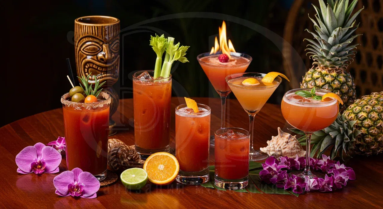 Барное меню на вечеринке в гавайском стиле