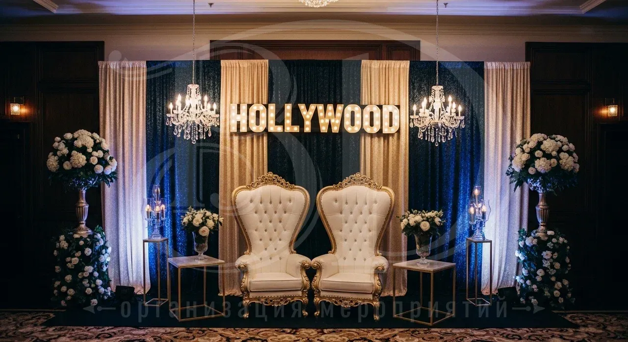 Оформление фотозоны на вечеринке в стиле Звёзды Голливуда
