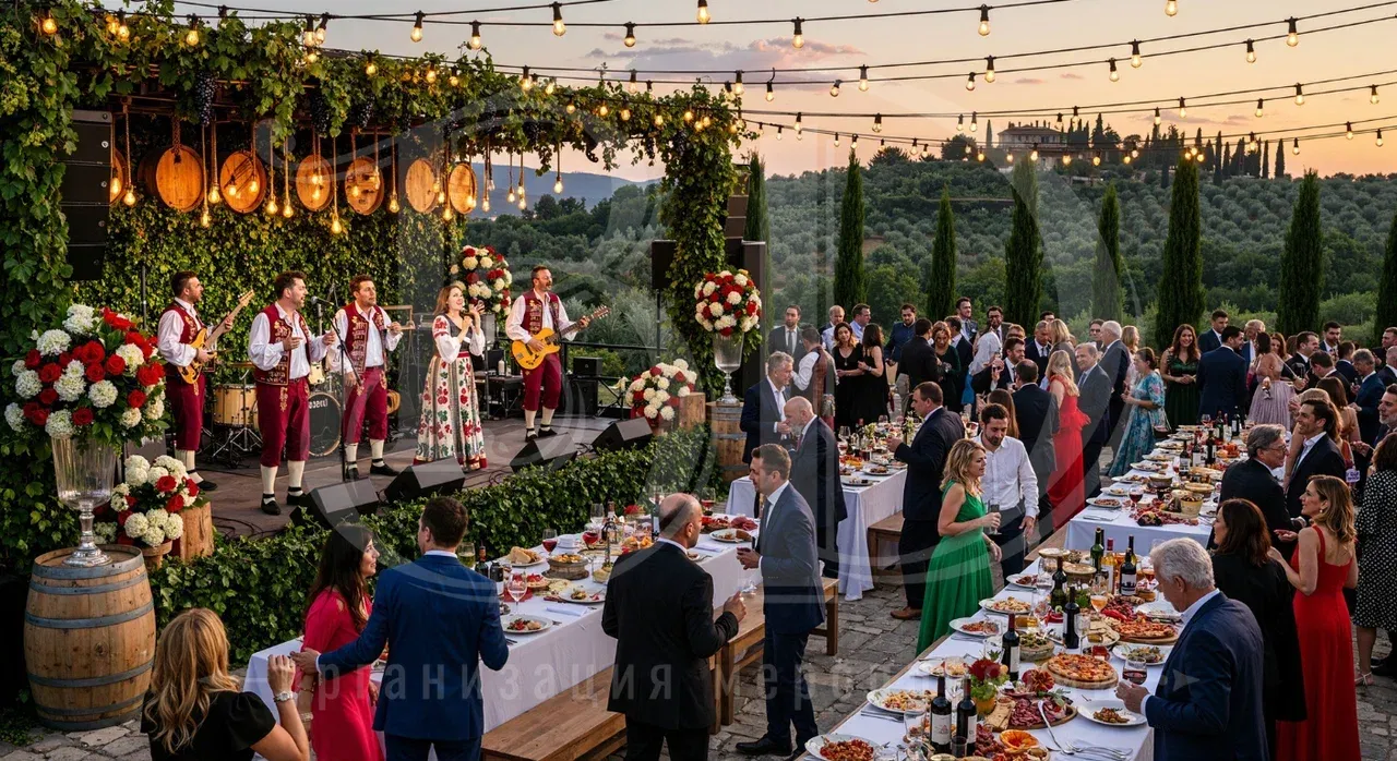 Музыкальное выступление на итальянской вечеринке