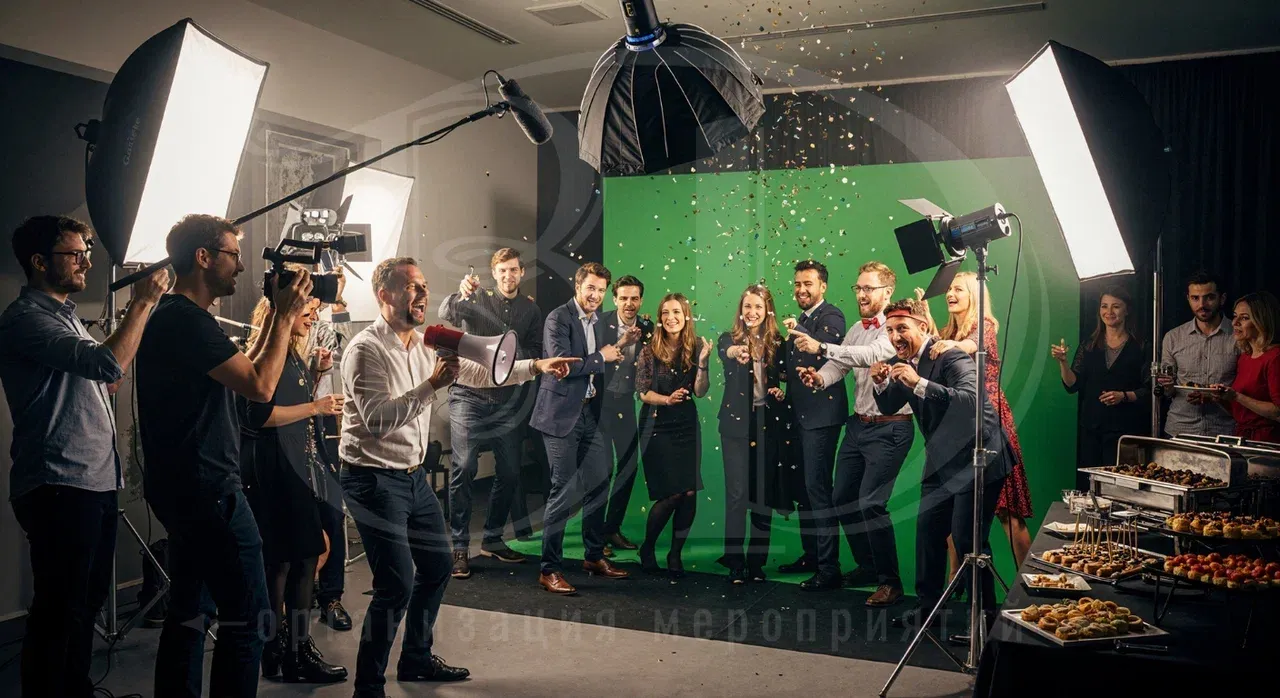 Киновечеринка: гости мероприятия в общем кадре кинооператора