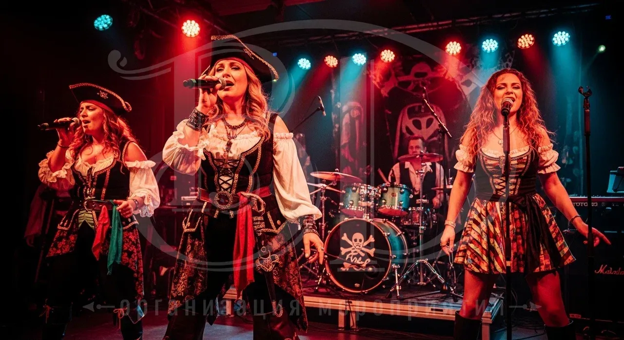 Выступление артистов на пиратской вечеринке