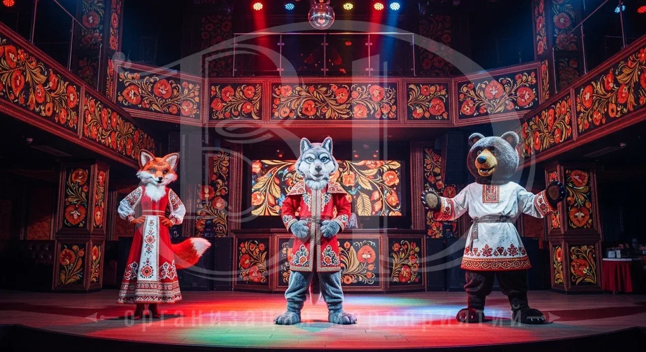 Выступления артистов на вечеринке в стиле русских сказок