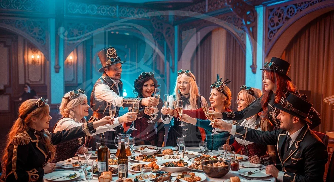 Банкет на вечеринке в стиле стимпанк