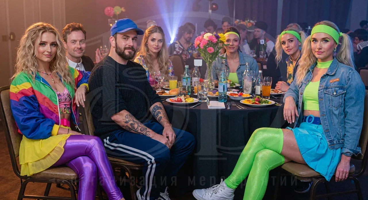 Банкет для гостей мероприятия в стиле 90-х