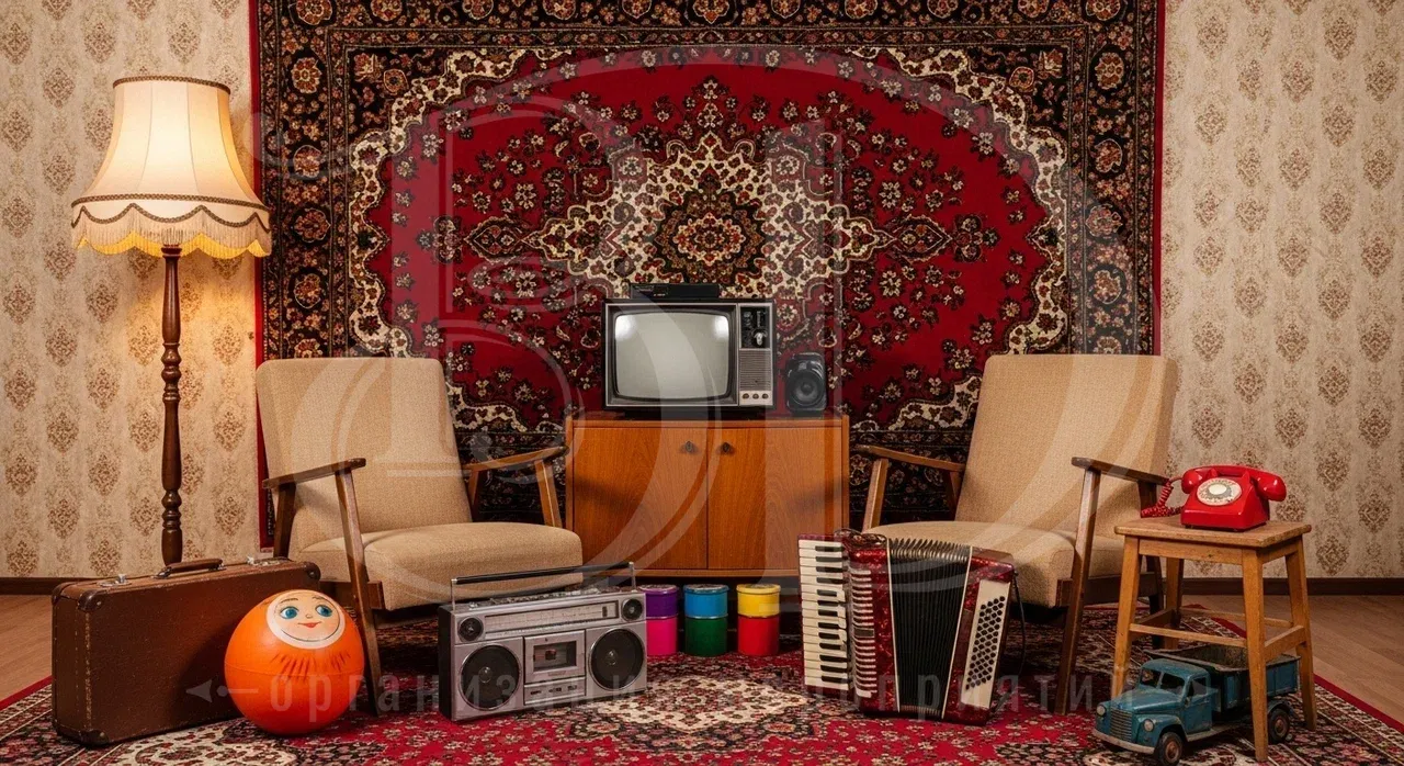 Фотозона на тематической советской вечеринке