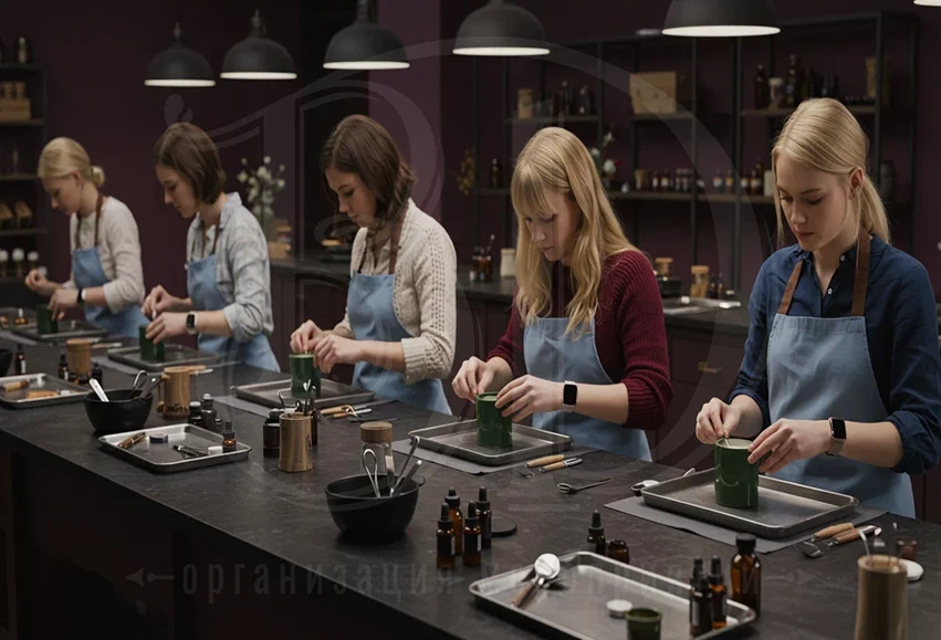 Участники мастер-класса создают собственные свечи