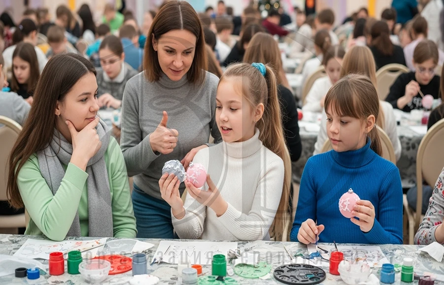 Предновогодний мастер-класс по росписи ёлочных шаров