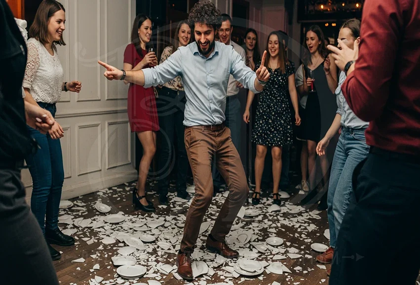 Греческие танцы с битьём тарелок на мероприятие