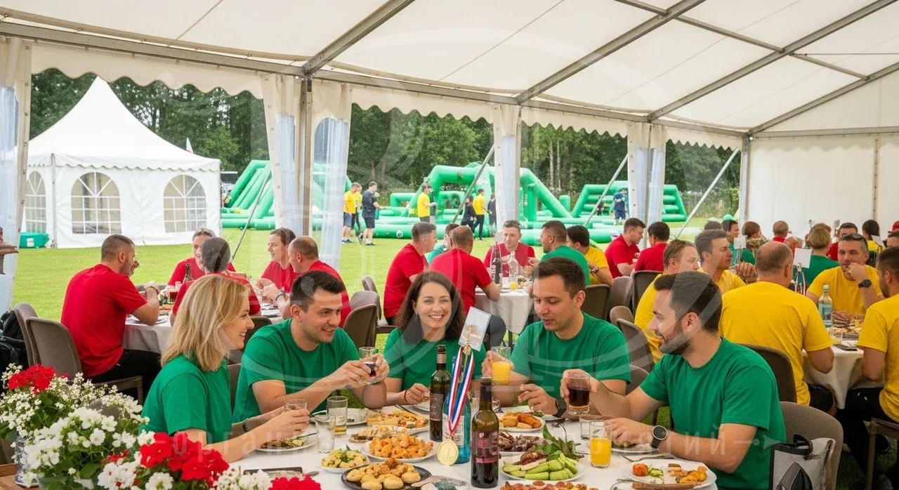 Банкет для участников тимбилдинга: вариант на природе в тёплое время года