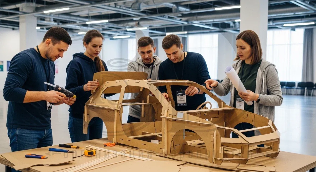 Тачка на прокачку: тимбилдинг по созданию макета из картона и дерева