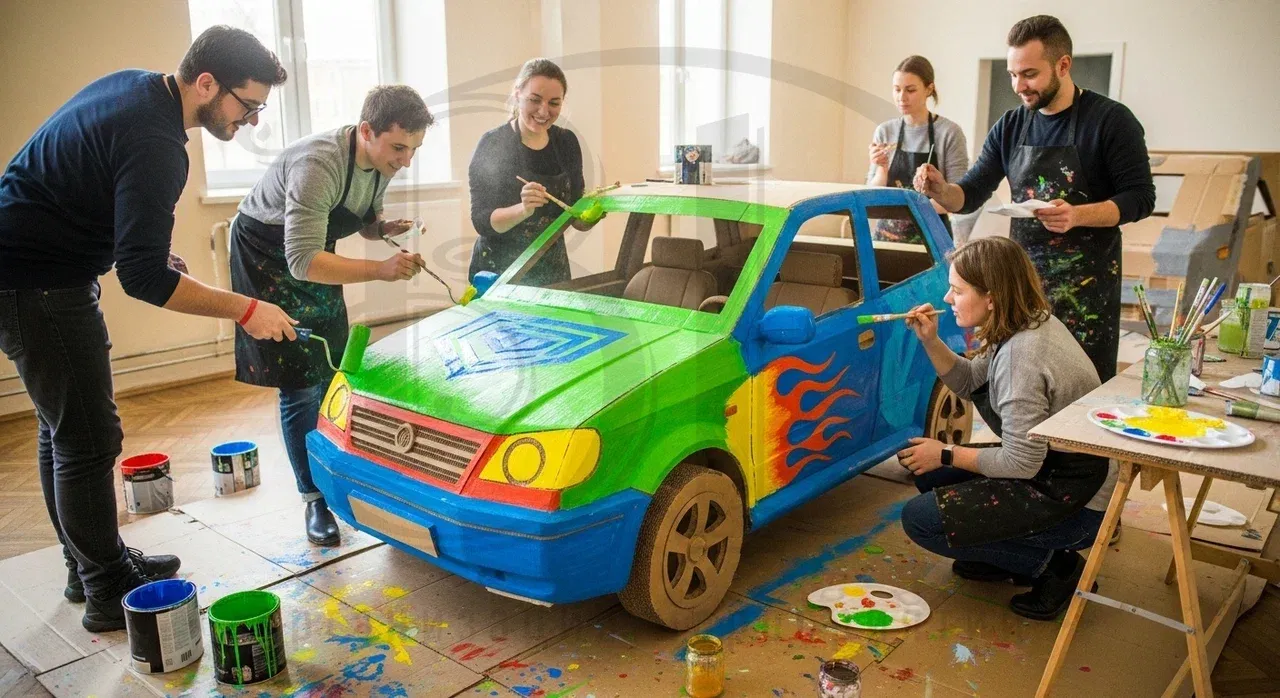 Тимбилдинг Тачка на прокачку: конструирование макетов из картона и дерева