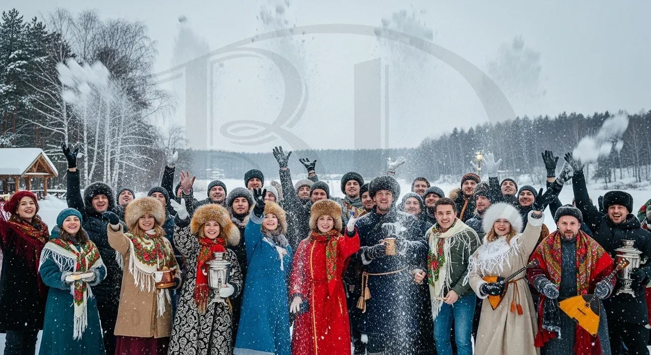 Участники зимнего тимбилдинга на природе